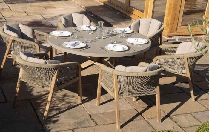 Maze Martinique Rope 6 Seat Round Dining Set Maze Martinique Rope 6 Seat Round Dining Set