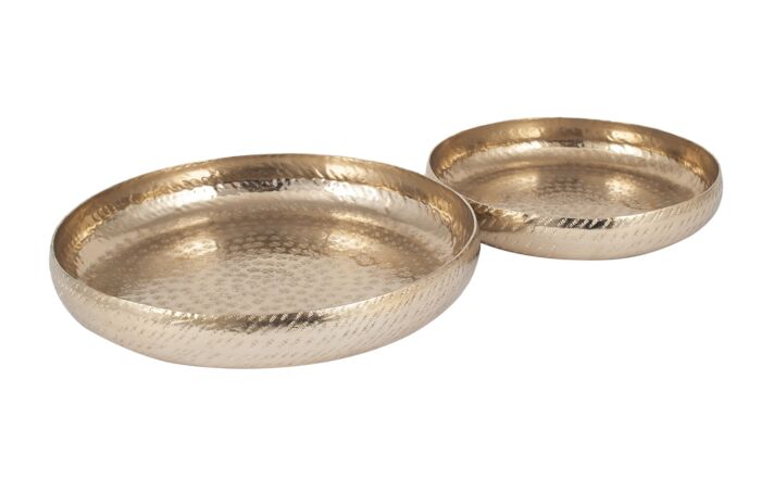Pacific Lifestyle Set Of 2 Gold Hammered Metal Bowls