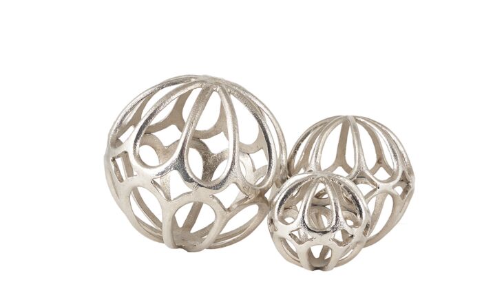 Pacific Lifestyle Set Of 3 Shiny Silver Decorative Balls