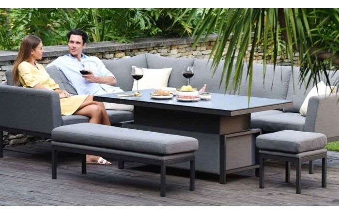 Maze Pulse Rectangular Corner Dining Set with Adjustable Table - Flanelle 