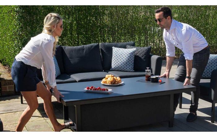 Maze Pulse 3 Seat Sofa Dining Set with Rising Table - Charcoal