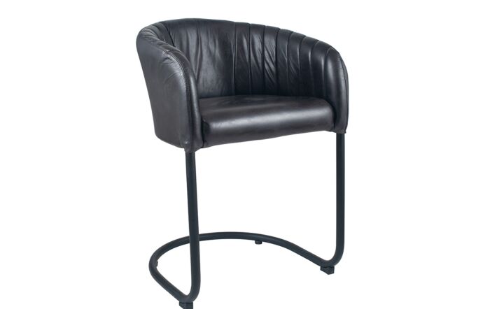 Pacific Lifestyle Giulio Steel Grey Leather & Iron Curved Back Chair