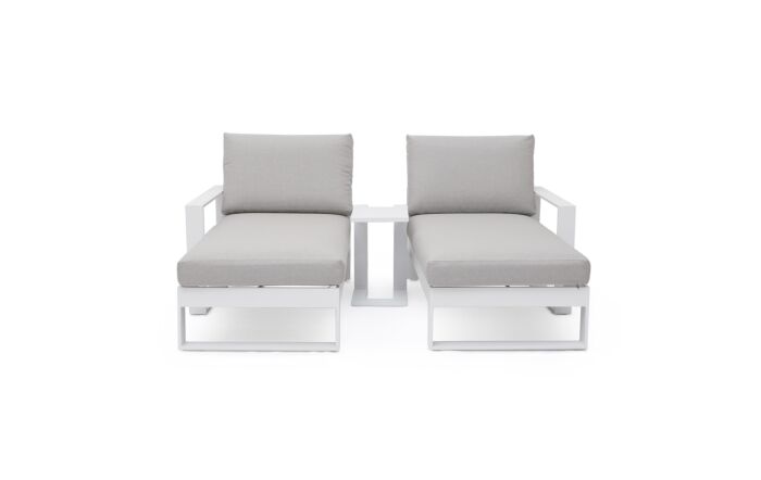 Maze Amalfi Double Sunlounger with Side Table - White