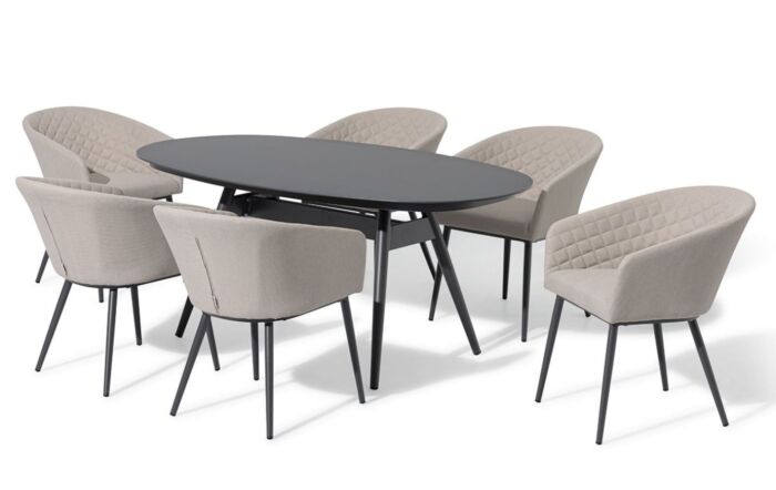 Maze Ambition 6 Seat Oval Dining Set - Oatmeal