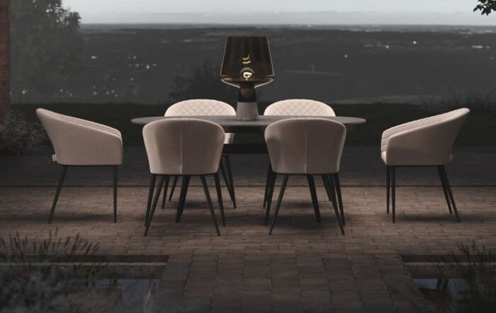 Maze Ambition 6 Seat Oval Dining Set - Oatmeal