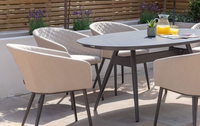 Maze Ambition 6 Seat Oval Dining Set - Oatmeal