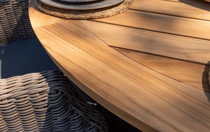 4 Seasons Outdoor Prado 130cm Round Table with 4 Ancora Dining Chairs