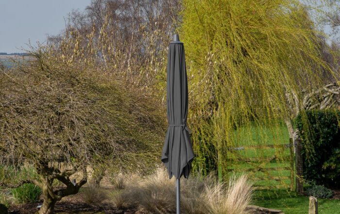Pacific Lifestyle Riva 3m Anthracite Parasol With Ceramica Grey 40kg Wheeled Base