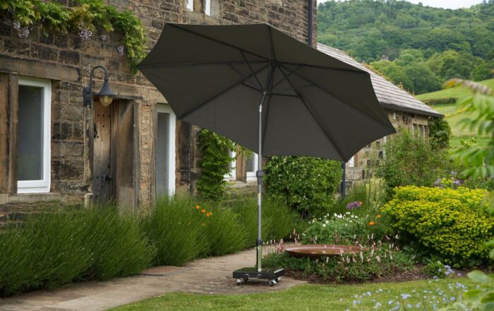 Pacific Lifestyle Riva 2.5mt Anthracite Parasol & 40kg Wheeled Base