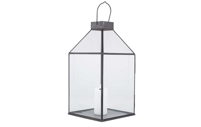 Pacific Lifestyle Antique Brass Metal & Glass Square Lantern