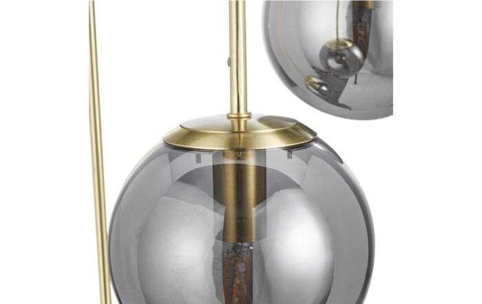 Pacific Lifestyle Arabella Smoked Glass Orb and Gold Metal Pendant