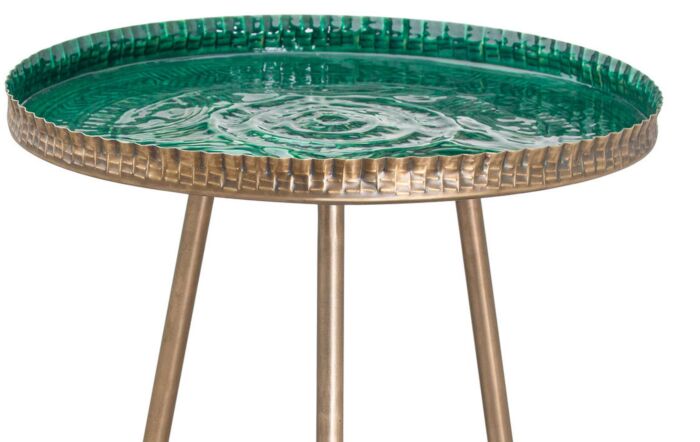 Hill Interiors Aztec Collection Brass Embossed Ceramic Dipped Side Table