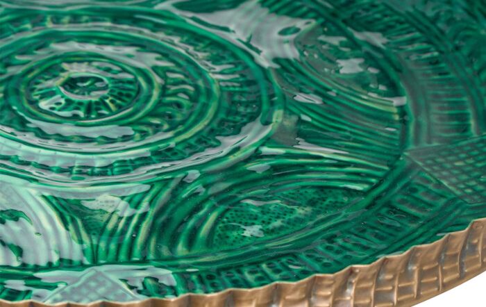 Hill Interiors Aztec Collection Brass Embossed Ceramic Dipped Side Table