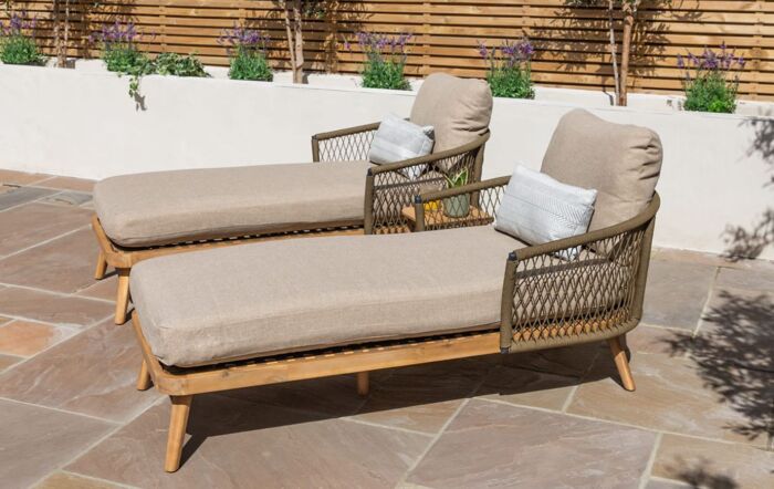 Maze Bali Double Sunlounger Set With Side Table