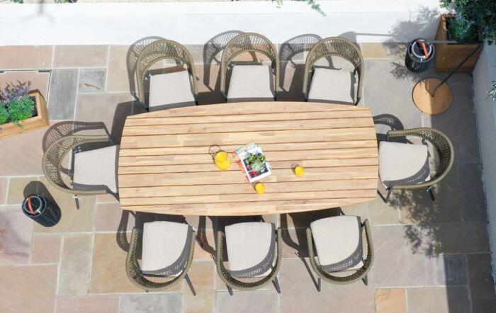 Maze Bali Rope 8 Seat Oval Dining Set With Oatmeal Cushions