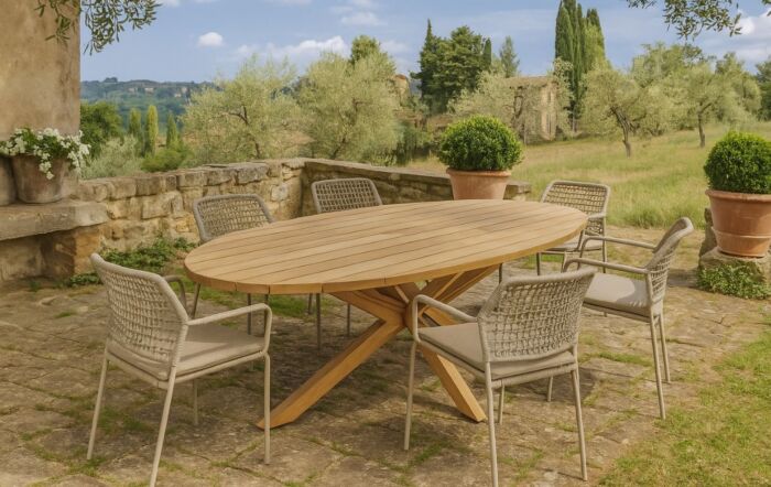 4 Seasons Outdoor Barista 6 Seat Ellipse Dining Set