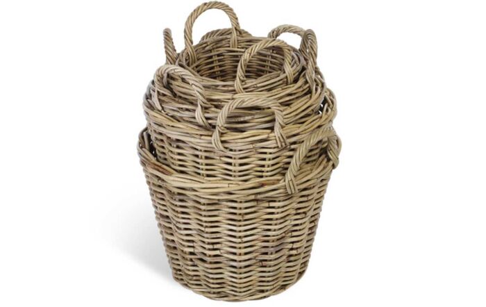 Set of 5 Rattan Log Baskets