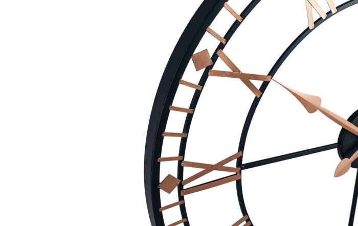 Pacific Lifestyle Black and Rose Gold Metal Round Wall Clock