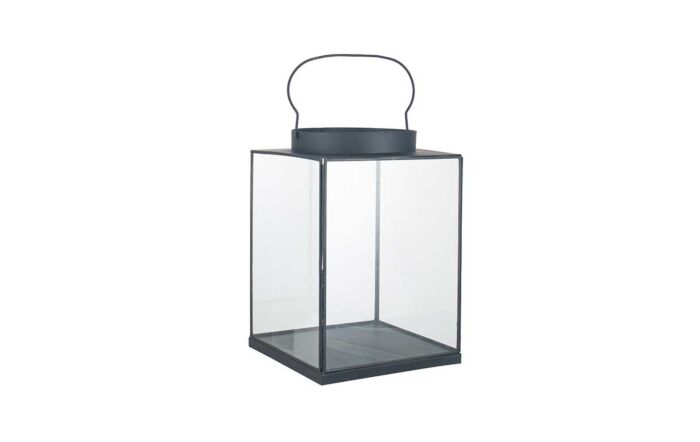Pacific Lifestyle Matt Black Metal and Glass Small Square Lantern
