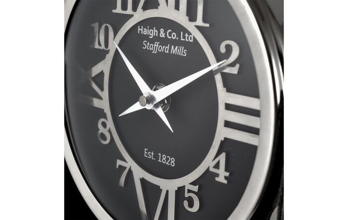 Pacific Lifestyle Black Leather And Nickel Table Clock