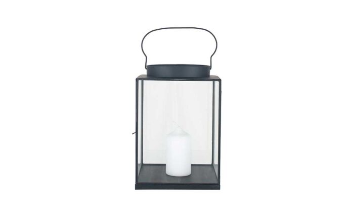 Pacific Lifestyle Matt Black Metal and Glass Small Square Lantern