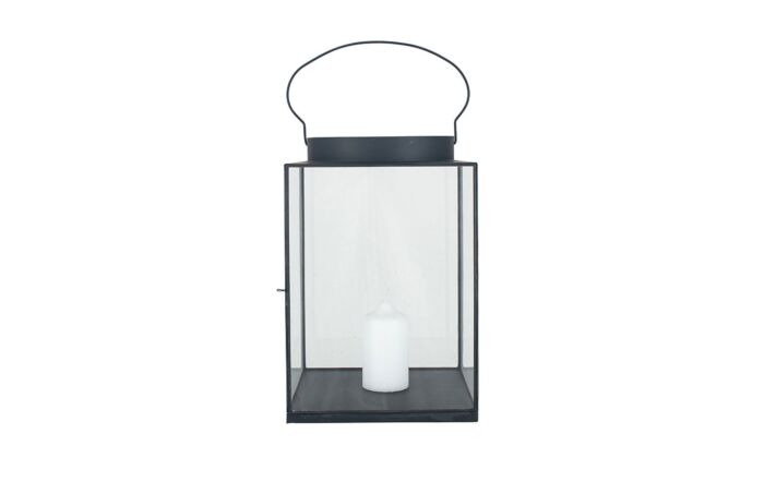 Pacific Lifestyle Matt Black Metal and Glass Large Square Lantern