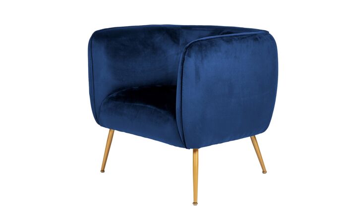 Pacific Lifestyle Lucca Sapphire Blue Velvet Chair with Gold Legs