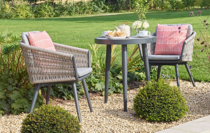 Bramblecrest Mauritius Round Garden Bistro Set - Grey