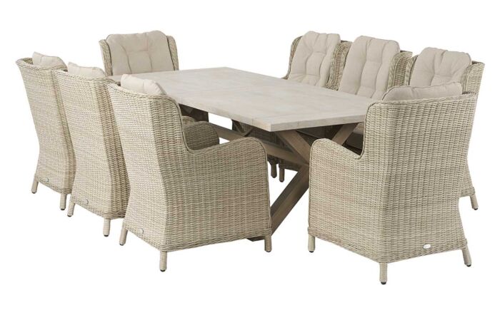 Bramblecrest Chedworth Eight Seater Rectangle Garden Dining Set - Sandstone