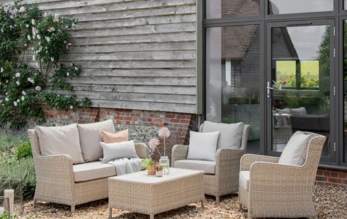 Bramblecrest Chedworth Garden Rattan 2 Seat Sofa with 2 Armchairs and Rectangle Coffee Table - Sandstone Bramblecrest Chedworth Garden Rattan 2 Seat Sofa with 2 Armchairs and Rectangle Coffee Table - Sandstone