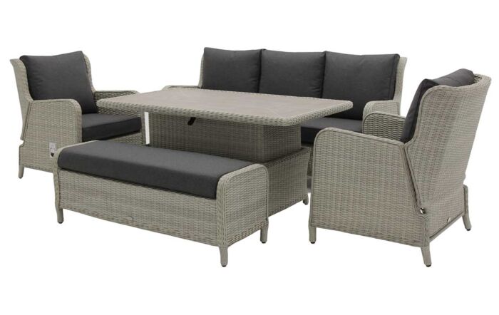 Bramblecrest Chedworth Reclining Three Seat Sofa Set with Adjustable Table - Dove Grey