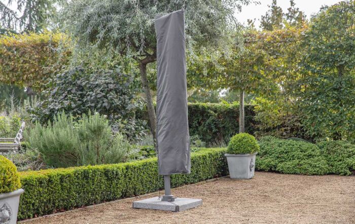 Bramblecrest Lichfield 2.7m Square Side Post Parasol with Granite Base & FREE Protective Cover - Grey
