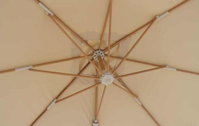 Bramblecrest Lichfield 2.7m Square Wood Effect Cantilever Parasol with Granite Base & Protective Cover - Sand