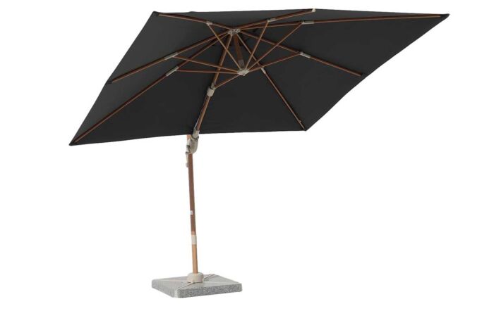 Bramblecrest Lichfield 2.7m Square Wood Effect Cantilever Parasol with Granite Base & Protective Cover - Grey