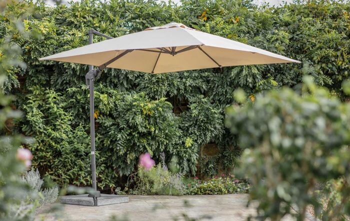 Bramblecrest Lichfield 2.7m Square Side Post Parasol with Granite Base & Protective Cover - Sand