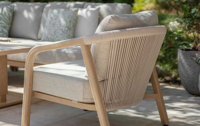 Bramblecrest Monaco L-Shape Garden Sofa with Rectangle Adjustable Table, Bench & Chair - Latte