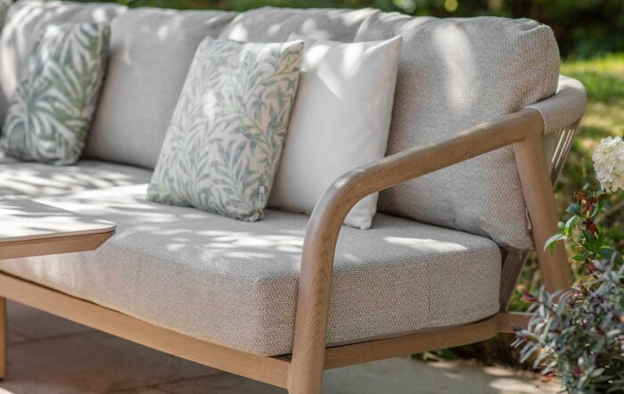 Bramblecrest Monaco L-Shape Garden Sofa with Rectangle Adjustable Table, Bench & Chair - Latte