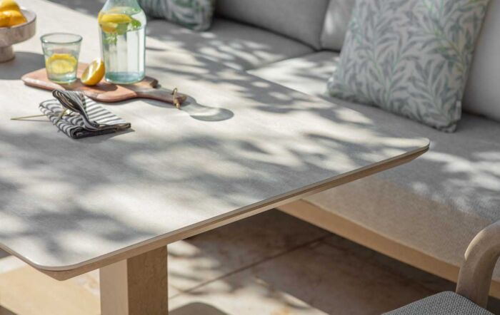 Bramblecrest Monaco L-Shape Garden Sofa with Rectangle Adjustable Table, Bench & Chair - Latte