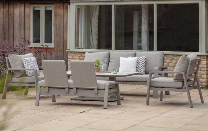 Bramblecrest Prague Three Seat Garden Sofa Set with Adjustable Garden Table - Latte
