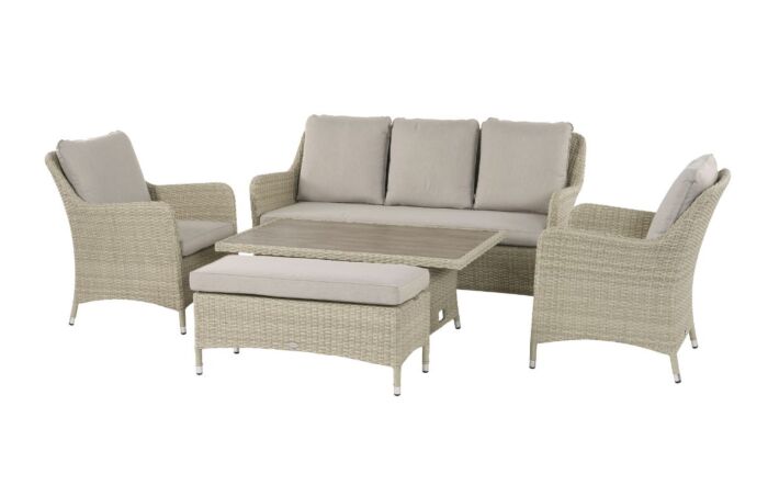 Bramblecrest Tetbury 3 Seat Rattan Sofa Set with Adjustable Table & Tree-Free Top - Nutmeg Bramblecrest Tetbury 3 Seat Rattan Sofa Set with Adjustable Table & Tree-Free Top - Nutmeg