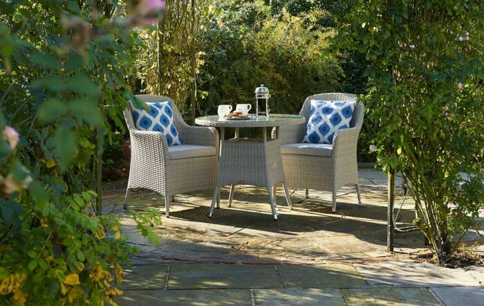 Bramblecrest Tetbury Rattan Garden Bistro Table Set with Glass Top - Nutmeg