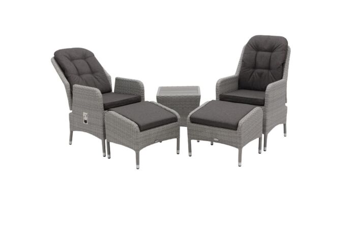 Bramblecrest Tetbury Rattan Garden Recliner Chair Set with Side Table - Graphite