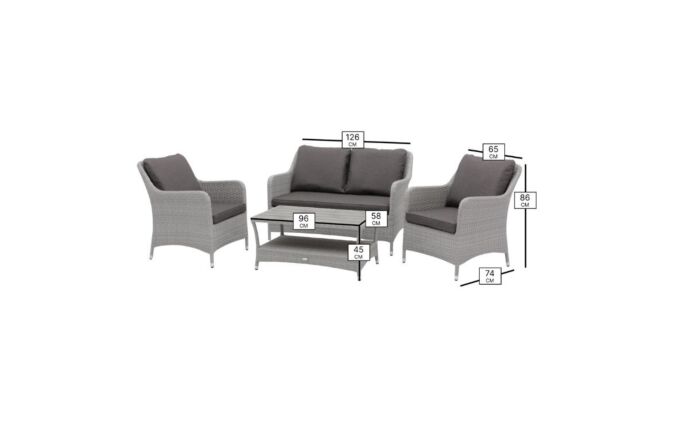 Bramblecrest Tetbury Rattan 2 Seat Sofa Set with Tree-Free Coffee Table - Graphite