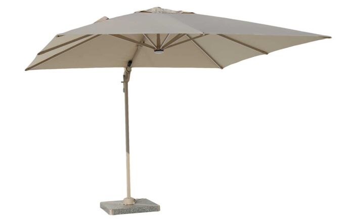 Bramblecrest Truro 3m Square LED Cantilever Parasol with Granite Base and FREE Cover - Mocha