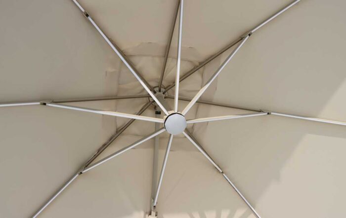 Bramblecrest Truro 3m Square LED Cantilever Parasol with Granite Base and FREE Cover - Mocha