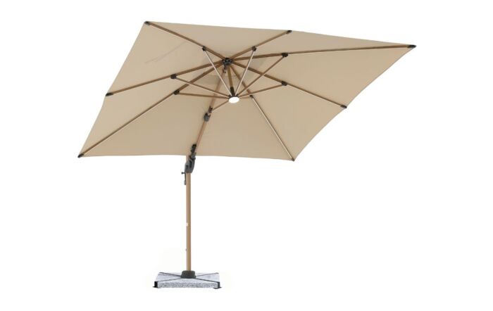 Bramblecrest Truro Wood Effect 3M Square LED Sand Parasol inc Granite Base - FREE cover Bramblecrest Truro Wood Effect 3M Square LED Sand Parasol inc Granite Base - FREE cover