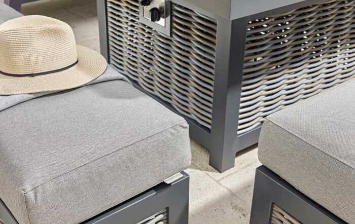 Bramblecrest Tuscan Corner Sofa Garden Set with Firepit Table - Grey