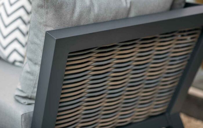 Bramblecrest Tuscan Rattan Corner Sofa Set with Adjustable Square Table - Grey