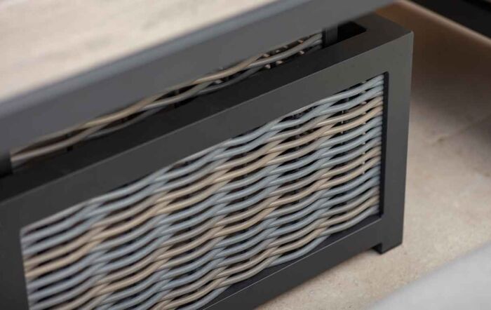 Bramblecrest Tuscan Rattan Corner Sofa Set with Adjustable Square Table - Grey