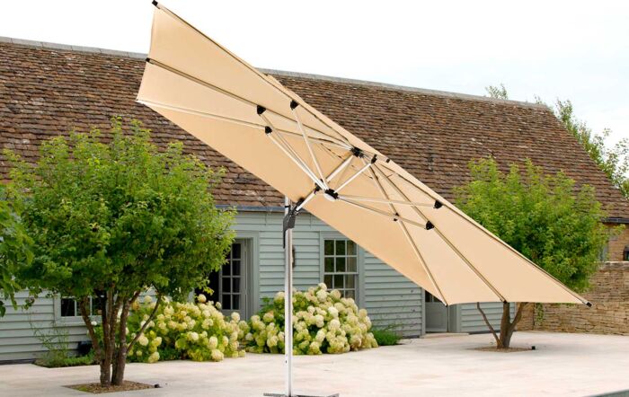 Bramblecrest Worcester 4m x 3m Rectangle Cantilever LED Parasol with Cover - Sand Bramblecrest Worcester 4m x 3m Rectangle Cantilever LED Parasol with Cover - Sand